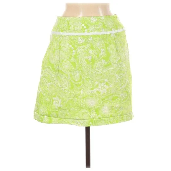 Briggs New York Skirt Womens 8 Green Paisley Casual Ruched Detail - Picture 2 of 2